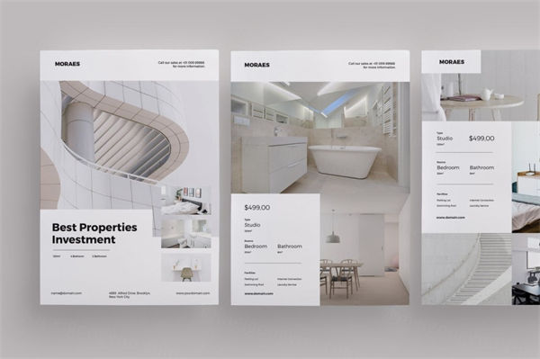 时尚高端专业大气的简约房地产DM宣传单设计模板