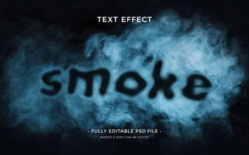 迷幻恐怖烟雾模糊特效字体特效文本样式PSD模板 Smokin