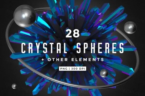 抽象钛石英晶体金属几何多边形状科幻设计图形元素 Crysta