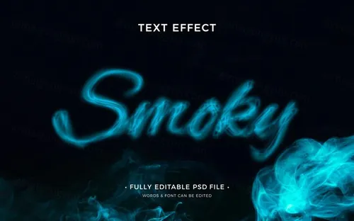 迷幻恐怖烟雾模糊特效字体特效文本样式PSD模板 Smokin