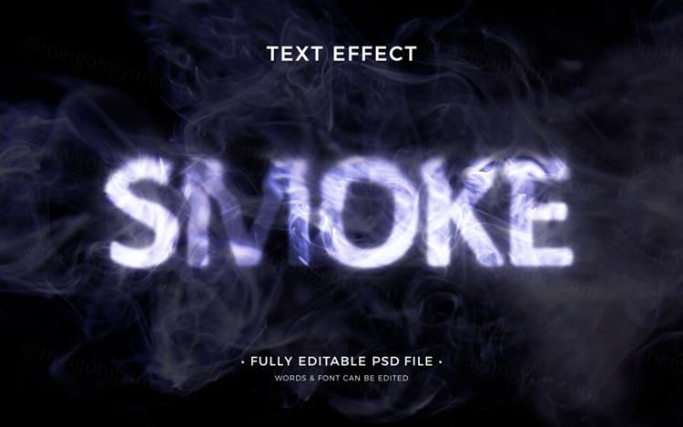 迷幻恐怖烟雾模糊特效字体特效文本样式PSD模板 Smokin
