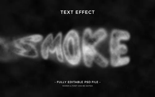 迷幻恐怖烟雾模糊特效字体特效文本样式PSD模板 Smokin