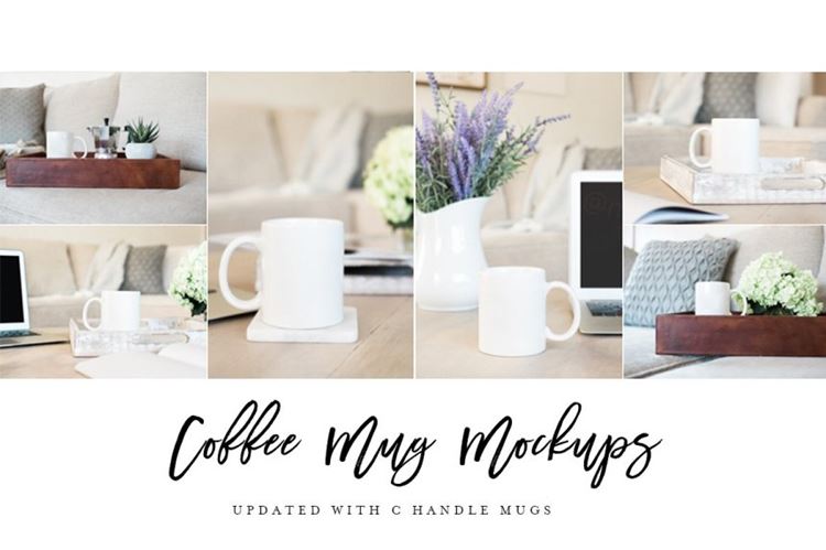 咖啡马克杯样机模板 Coffee Mug Mockup Stock Photo Bundle