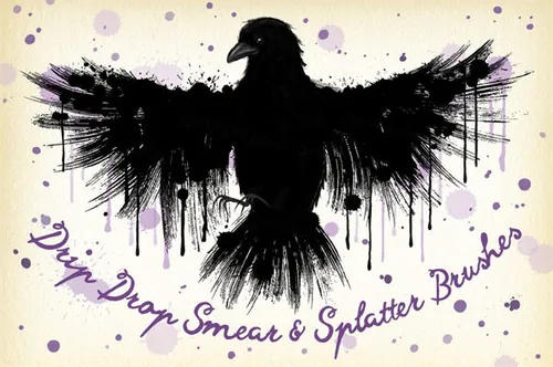 趣味的手绘墨水笔刷素材 Splatter  Smear Brushes