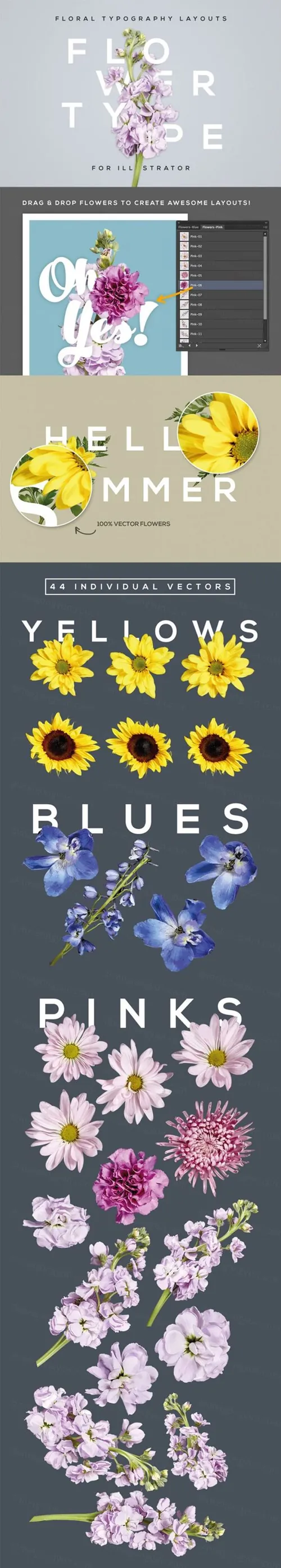 时尚的花主题的字体效果