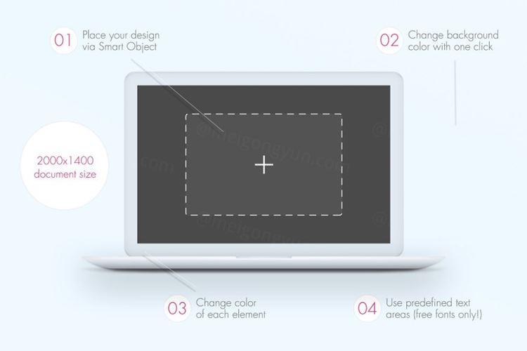 女性主题苹果笔记本样机模板 MacBook? Mockup with a Starburst