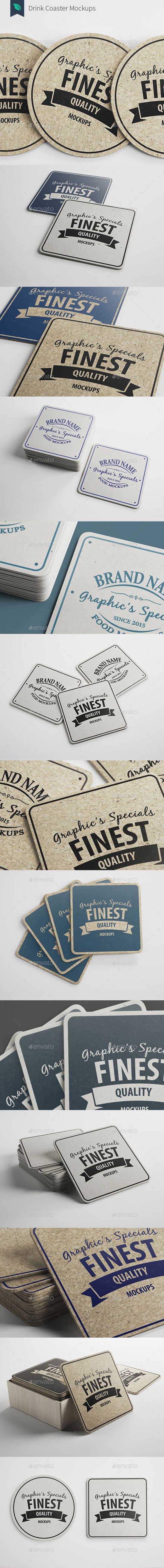 饮料啤酒杯垫样机展示模型drink_coaster_mockups