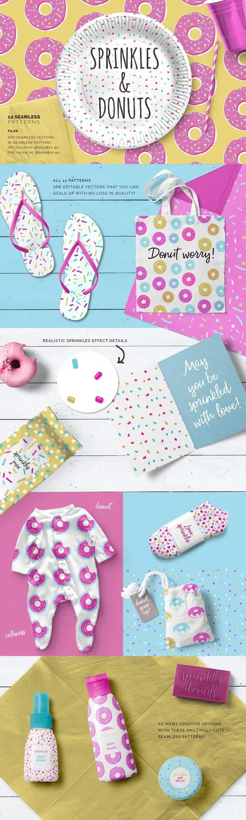 手绘甜甜圈点状背景纹理素材Sprinkles-Donuts-