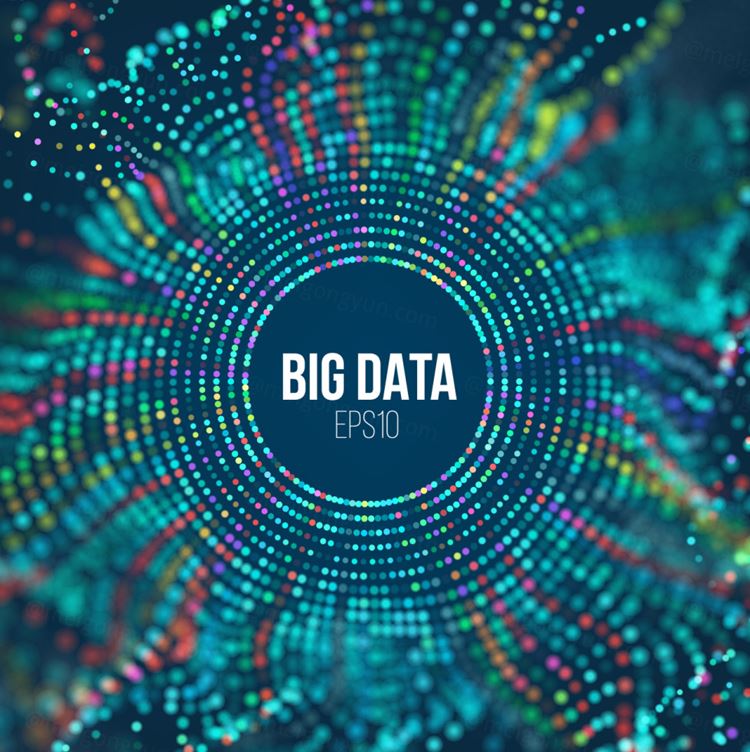 大数据流排序流程未来科技信息图表 彩色粒子波 Big data stream