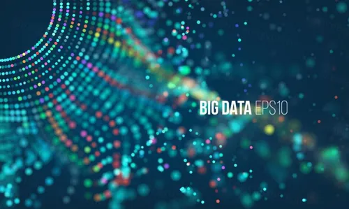大数据流排序流程未来科技信息图表 彩色粒子波 Big data stream