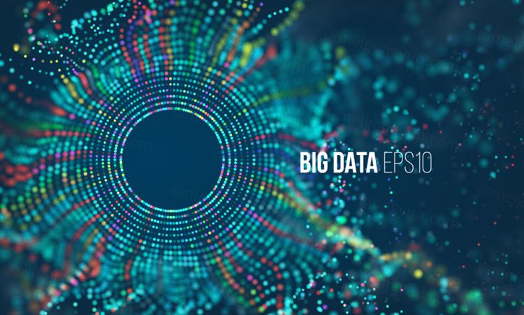 大数据流排序流程未来科技信息图表 彩色粒子波 Big data stream