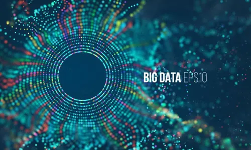 大数据流排序流程未来科技信息图表 彩色粒子波 Big data stream