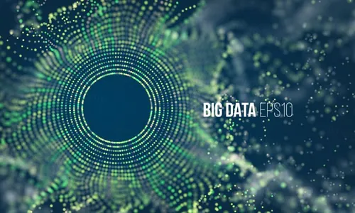 大数据流排序流程未来科技信息图表 彩色粒子波 Big data stream