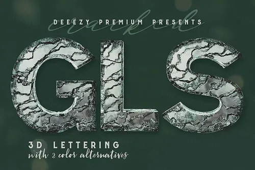 时尚高端3D立体破裂的玻璃质感的数字英文字体（png）cra