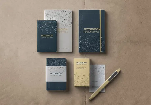 高品质笔记本记事本办公品牌样机贴图展示模版 Psd Notebook Mockup Set