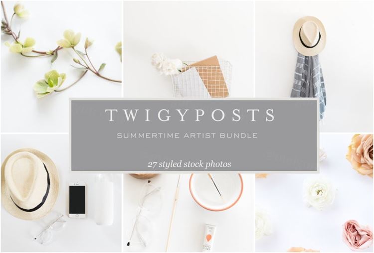 夏日办公场景照片素材包 Summertime Artist Stock Photo Bundle