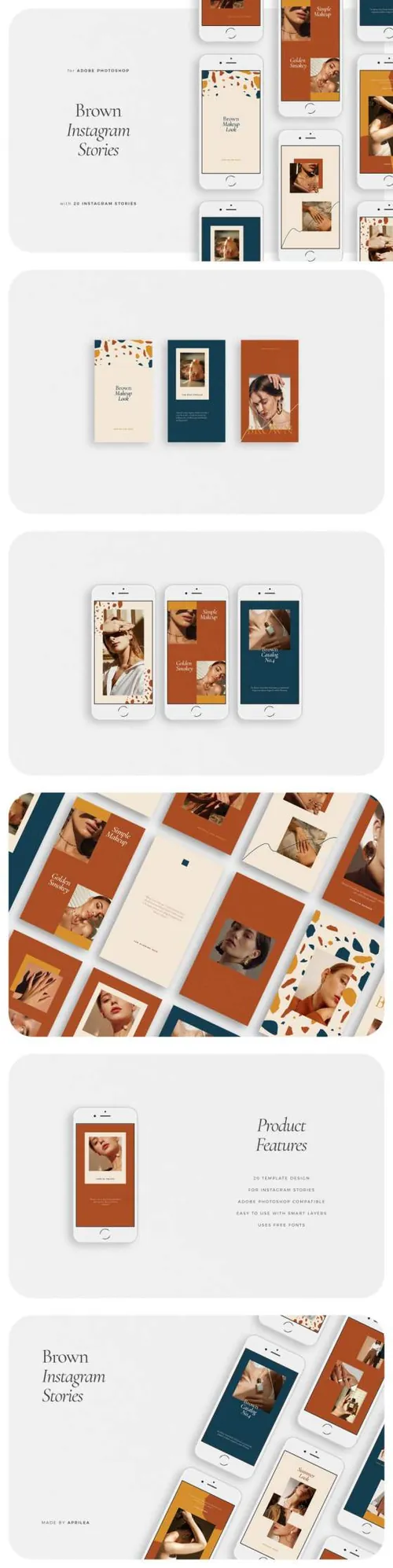 棕色系干净美丽的Ins风格设计版式PSD模板 BROWN Instag