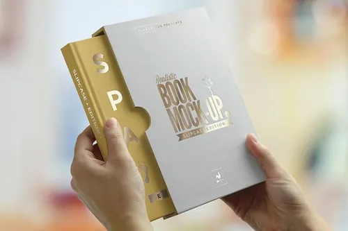 高品质精装书籍装帧画册房地产宣传册展示模型 book-mock-up-slipcase-edition