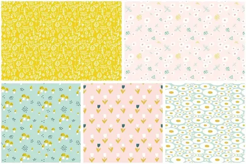 矢量手绘春天的花朵图案集合 Spring-Flowers-P