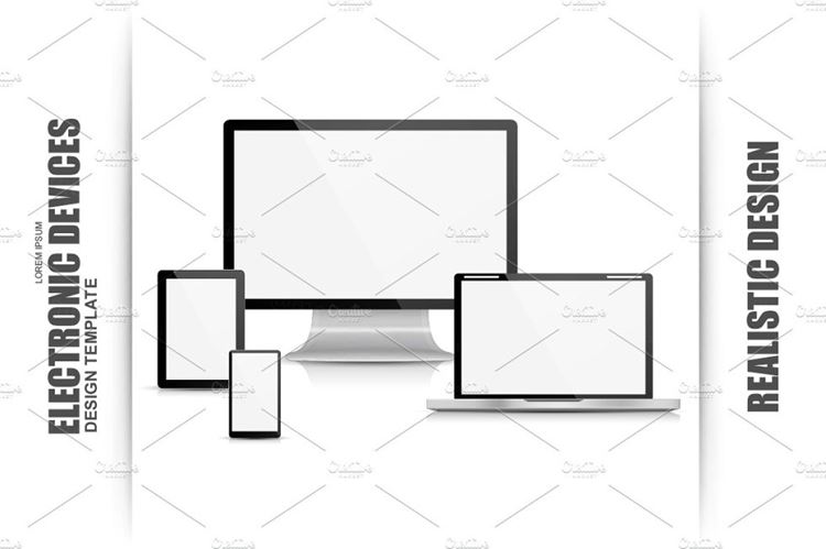 电子产品设计模板Set Of Realistic Electronic Devices