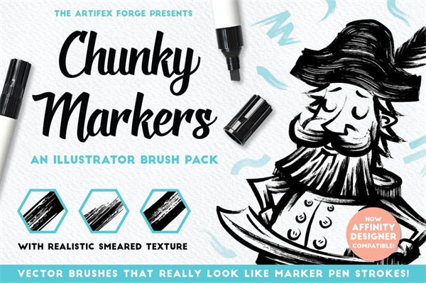 马克笔效果的Ai笔刷 Chunky Markers – Illustr