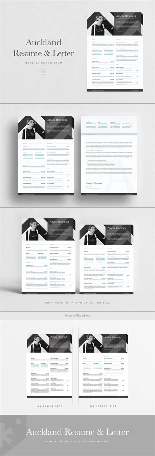 两列式简历求职信模板 Auckland-Resume