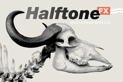 复古半色调雕刻印刷影印效果PSD模板 Halftone FX