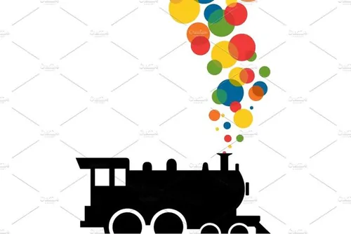 火车管道冒出的圆圈矢量插图Train