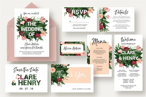 花卉装饰婚礼邀请函设计套件 Flower-Burst-Wedding-Suite