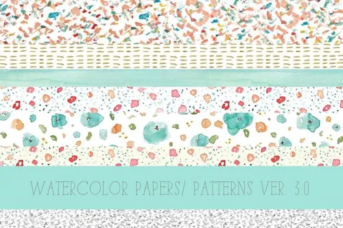 手绘水彩碎花背景纹理素材 Watercolor Patter