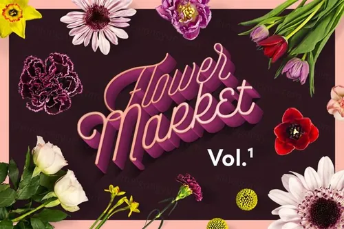 色彩绚丽的玫瑰郁金香丁香等花卉剪贴画素材合辑 Flower