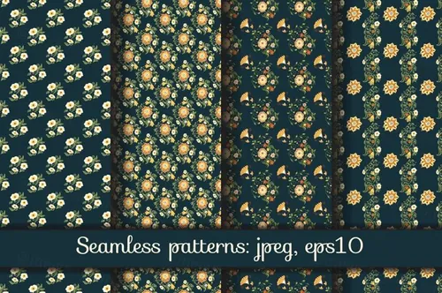 漂亮的手绘花卉无缝背景素材Fantasy Flowers S