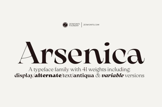 意大利新艺术折衷艺术衬线字体家族系列 Zetafonts - Arsenica Font Family
