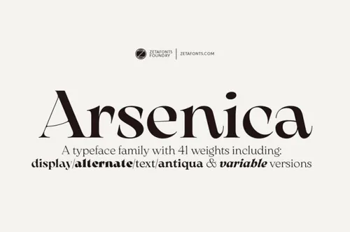 意大利新艺术折衷艺术衬线字体家族系列 Zetafonts - Arsenica Font Family
