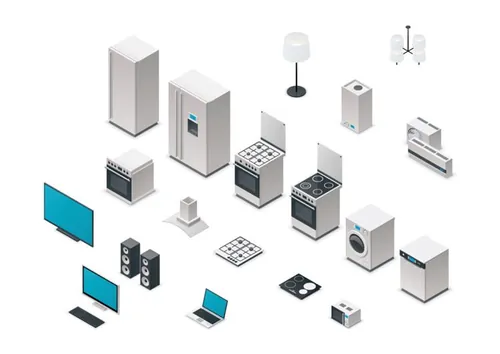 矢量2.5D等距设计风格常用家电素材合集包 Vector isometric appliances set