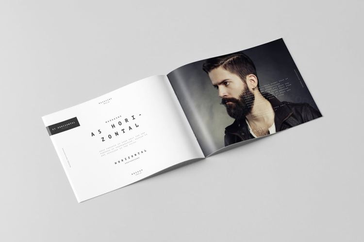 A5规格画册样机模板 A5 Horiozontal Brochure Mock-up