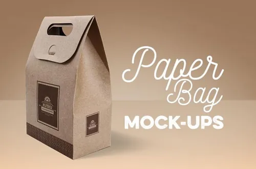 牛皮纸包装模型PSD贴图模板Kraft Paper Bag Mockup