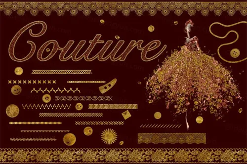 经典的纺织用品笔刷素材 Couture Brushes