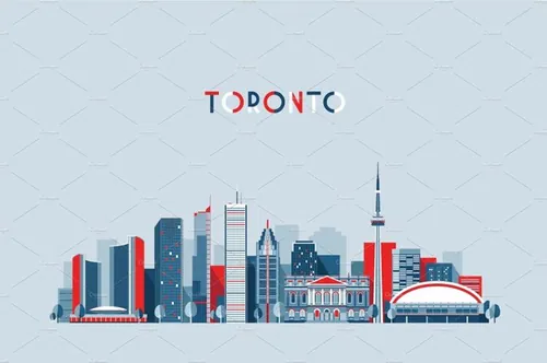 加拿大多伦多城市矢量插图 Toronto-skyline-Canada