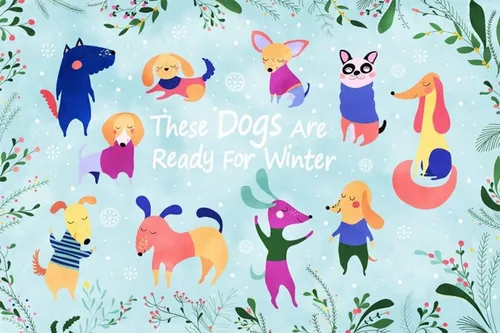 冬季森林主题手绘花卉动物图案元素无缝背景素材