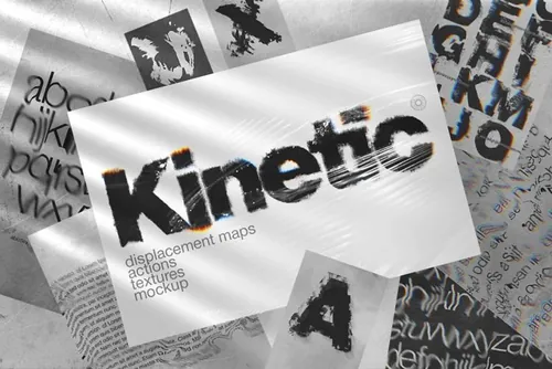 复古仿旧故障艺术抽象信号错位特效垃圾纹理PS工具包 Kine