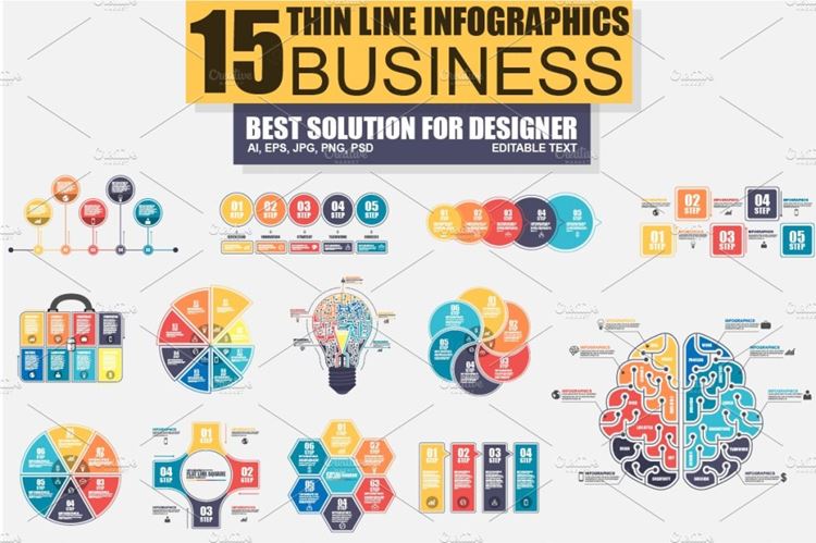 细线型信息图形元素 Thin Line Bundle Inf