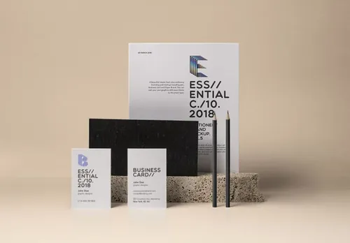 品牌VI提案场景贴图展示PSD模版 Essential Stationery Psd Mockup