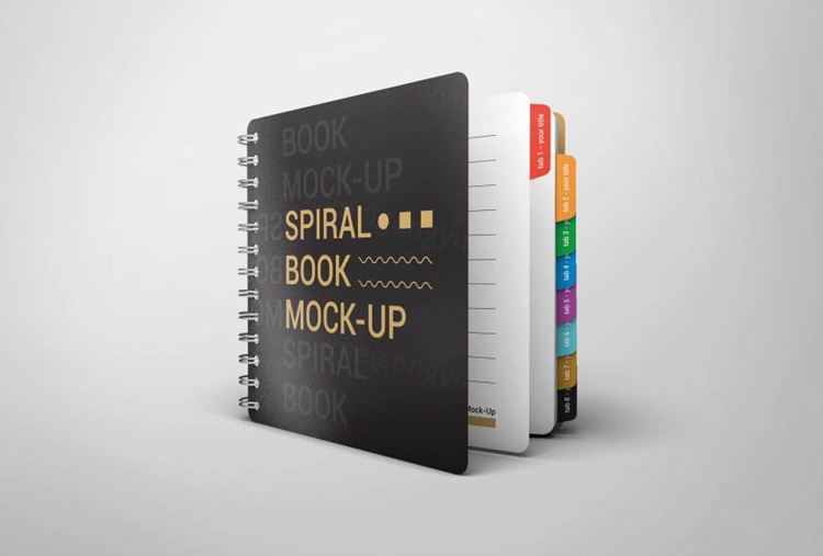 夹页记事本笔记本展示样机 PSD_Spiral_Book_Mock_Up_19551434