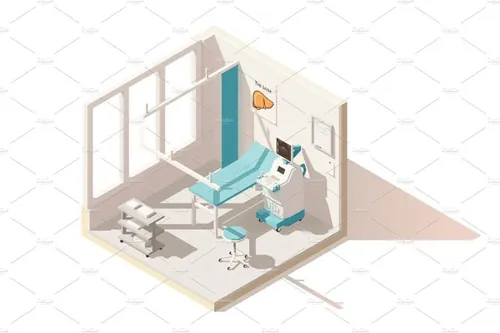 超声波实验室插图设计素材Vector isometric low poly ultrasound room