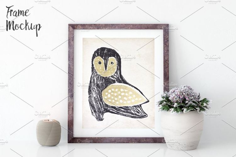 室内相框画框展示样机模板 Frame mockup in white – 2 (8×10)