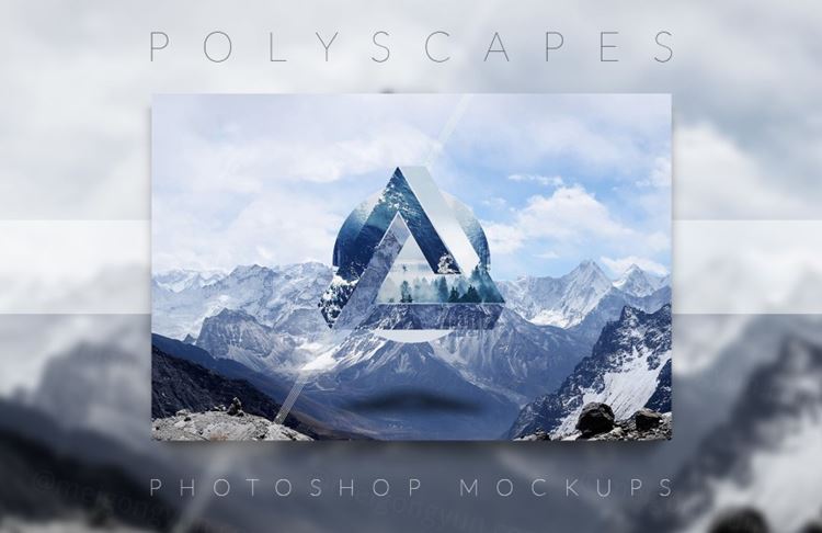 超梦幻大片视觉照片样机模板 Polyscape Generator Photoshop Mockups