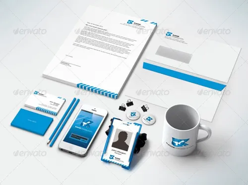 蓝色系列VI提案贴图Corporate Stationary Mock-up