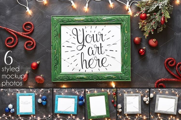 漂亮的大厅照片框架和装饰展示模型Deck the Halls Frames and Ornaments