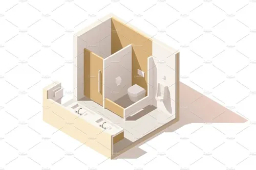 矢量等距公共厕所剖面插图设计素材Vector isometric low poly public toilet icon